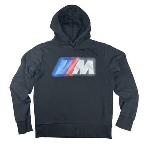 BMW M Motorsport Hoodie Black Cotton Fleece Sweatshirt S Small Made in Portugal